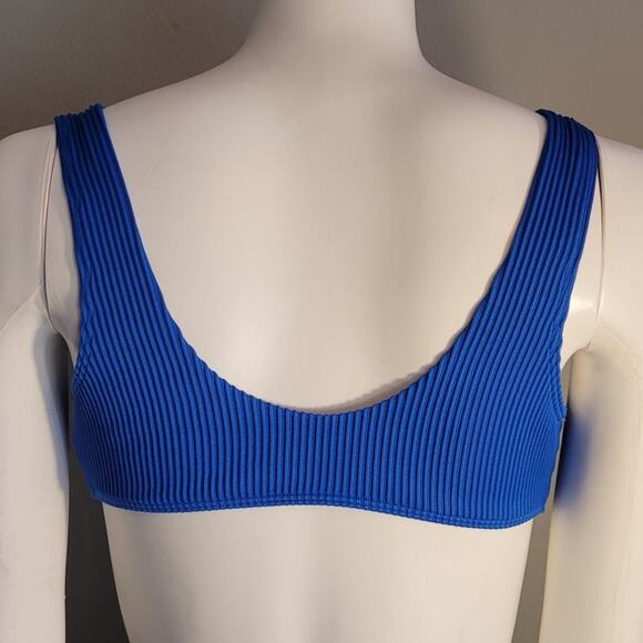 HOLLISTER Cobalt Blue Ribbed Bikini Swim Top Sz S Small Front Tie Summer Vacay - Picture 4 of 9